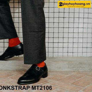 Giày da nam không dây đế da bò Monkstrap giayhuyhoang MT2106