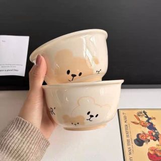 Set 2 bát ăn kèm thìa hoạ tiết đáng yêu xinh xắn cho bé