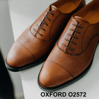 Giày tây nam da vân Saffiano nhập ý giayhuyhoang Oxford O2572