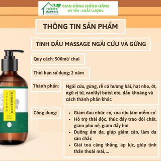 Chai 500ml Dầu massage body Nanjing Tongrentang tinh dầu xoa bóp thảo dược 100% thiên nhiên giúp an thần, giảm nhức mỏi