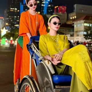 Áo dài cách tân gấm hàng loại 1