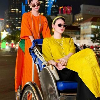 Áo dài cách tân gấm hàng loại 1