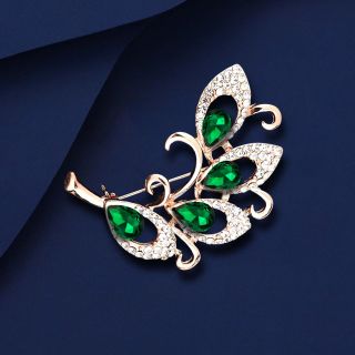 Ghim Cài Áo Hình lông công đính đá pha Lê xanh thời trang. Mẫu thiết kế riêng dành cho nam nữ
