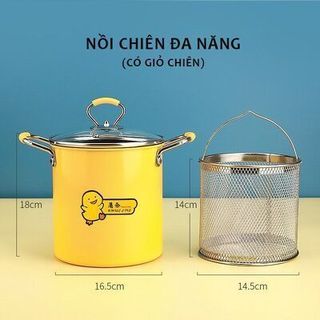 Nồi chiên ngập dầu mini vịt vàng đa năng, có lưới lọc