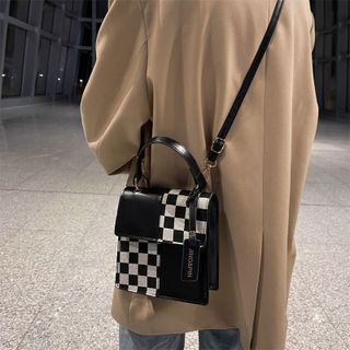 Túi xách dáng vuông họa tiết caro da mềm phong cách Hàn Quốc