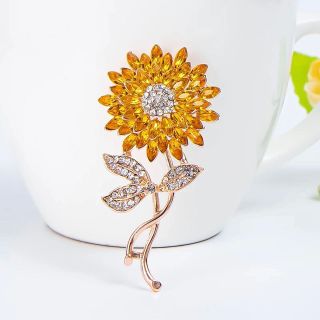 Ghim Cài Áo Hình Hoa Hướng Dương Đính Đá Pha Lê Thời Trang Cho Nữ