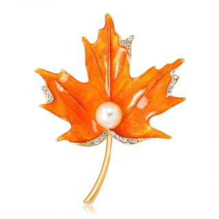Ghim Cài Áo Hình Lá Phong Cam Đơn Giản Thời Trang Hàn Quốc 5.5cm Dành Cho Nam Nữ