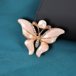 Trâm Cài Áo Hình Bướm Tráng Men Đính Ngọc Trai Dễ Thương Dành Cho Nữ