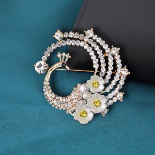 Ghim Trâm Cài Áo Hình Chim Công Đính Hoa Thời trang Cao Cấp Sang Trọng 5.5cm