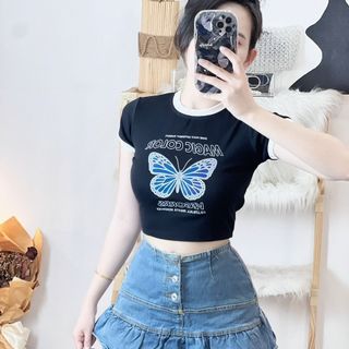 ÁO CROPTOP HÌNH BƯỚM VẢI THUN BORIP