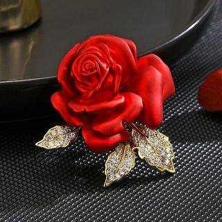 Ghim Cài Áo Hình Hoa Hồng Đỏ 3.9cm Thời Trang Cao Cấp Cho Nữ