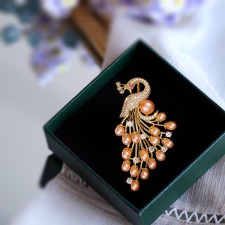 Ghim Trâm Cài Áo Hình Chim Phượng Hoàng Kết Ngọc Trai Tự Nhiên Cao Cấp Phong Cách Trung Hoa 7cm (Hàng đặt trước 7 ngày)