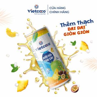 Nước dừa tươi trái cây có thạch đóng lon 240ml