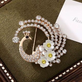 Ghim Trâm Cài Áo Hình Chim Công Đính Hoa Thời trang Cao Cấp Sang Trọng 5.5cm