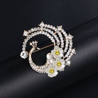 Ghim Trâm Cài Áo Hình Chim Công Đính Hoa Thời trang Cao Cấp Sang Trọng 5.5cm