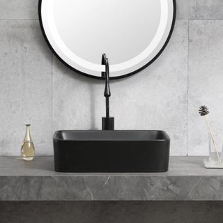 Chậu lavabo màu đen mờ kiểu vuông loại đặt bàn mã L104VD