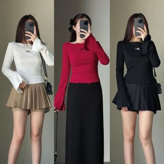 ÁO BẸT VAI TAY LOE ĐÍNH NƠ