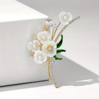 Ghim Cài Áo Hình Hoa 6cm Đính Đá Thanh Lịch Cho Nữ