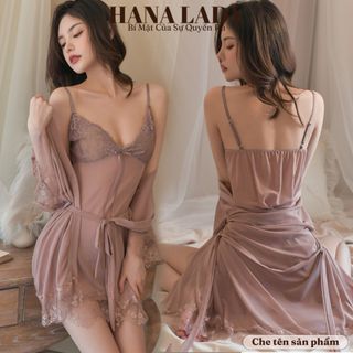 Váy ngủ nữ kèm áo choàng, đầm ngủ kèm choàng sexy sang chảnh mềm mại VN017