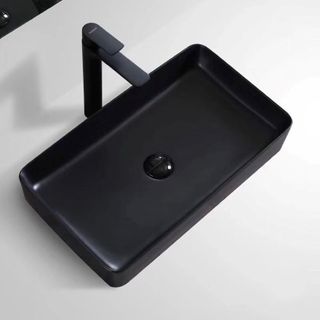 Chậu lavabo đặt bàn màu đen mờ hình chữ nhật nghệ thuật