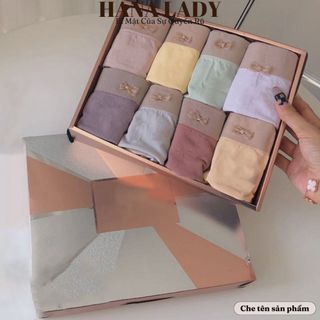 Quần lót nữ - Hộp set 8 quần lót cotton phối màu pastel dễ thương kèm túi QL026