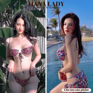 Bikini sexy - Đồ tắm đi biển dây quyến rũ nâng ngực hoa xinh BN139