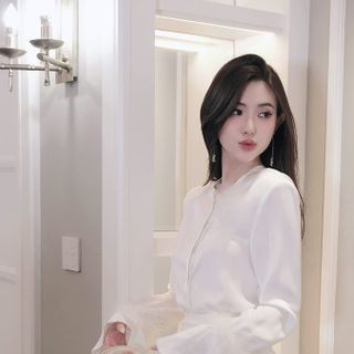 Set áo lụa, tay lông chân váy tơ nhún A559_139k