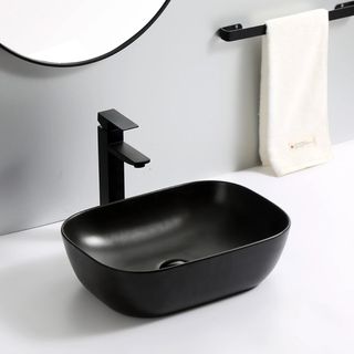 Chậu lavabo màu đen mờ bo góc mềm mại thiết kế hiện đại mã L24D giá sỉ