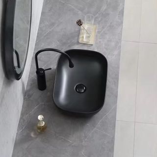 Chậu lavabo màu đen mờ bo góc mềm mại thiết kế hiện đại mã L24D