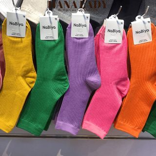 Tất trơn basic cổ cao, set 10 đôi tất nhiều màu cotton mềm mại TV028