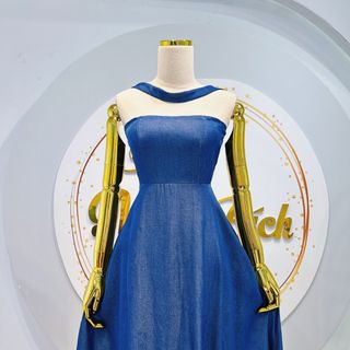 Váy cúp ngực Chất lụa màu jean A406_105k