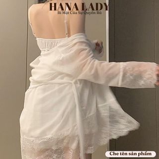 Váy ngủ kèm choàng, đầm ngủ 2 dây voan lụa cao cấp VN497