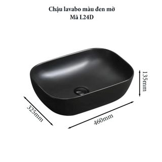 Chậu lavabo màu đen mờ bo góc mềm mại thiết kế hiện đại mã L24D