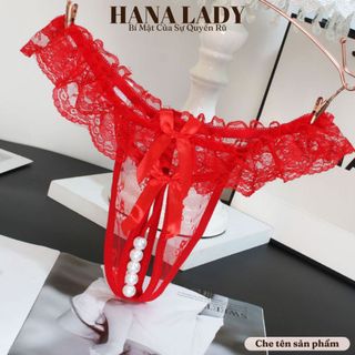 Quần Lọt Khe Sexy - Quần Lót Nữ Ren Quyến Rũ Nơ Bèo Hở Đáy Phối Ngọc LK128