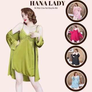 Váy ngủ lụa 2 dây kèm choàng có mút ngực gợi cảm - đầm ngủ sexy cao cấp VN489