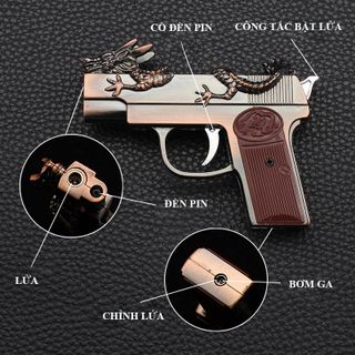 BẬT LỬA KHÈ HÌNH SÚNG RỒNG CÓ ĐÈN PIN SIZE 9.5CM – XÀI GAS
