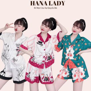Pijama lụa mặc nhà cao cấp - Đồ ngủ nữ tay ngắn mùa hè cúc bọc tỉ mỉ mát mịn nhiều họa tiết