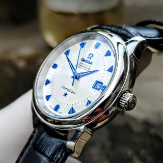 Omega răng cá mập size 38mm máy cơ nhật vàng