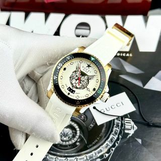Gucci Dive Quartz White Gold Rubber Unisex Watch 40mm giá sỉ