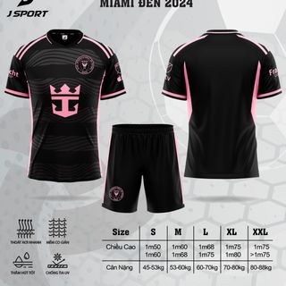 Bộ quần áo bóng đá clb  Miami 2024, in tên số logo cho đội nhóm theo yêu cầu giá sỉ