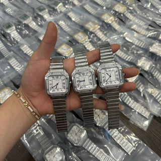 [ Đủ Màu] CARTIER SANTOS WATCH- AUTOMATIC thép không gỉ mạ PVD , kính Crystal máy: automatic nam 38x38mm ,dày 11mm