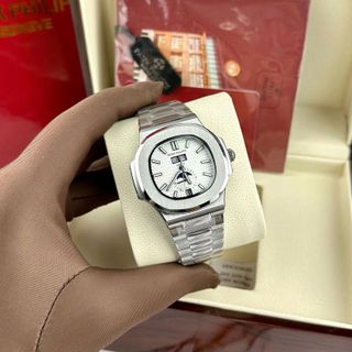 [Đủ màu]Dây Da+ Dây thépPatek philipe 5726 Viền TrơnSize 40mm với độ hoàn thiện cực nét Bản 5 kim đầy đủ chức năngLịch