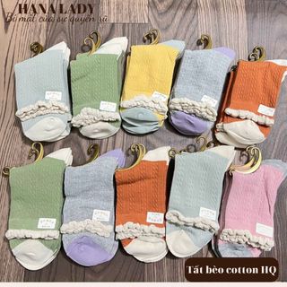 Tất nữ viền bèo cổ cao, vớ cotton tiểu thư TV022