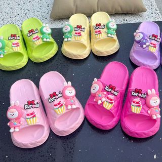 Dép bánh mì quai ngang cho bé gái hình thỏ kuromi êm chân bé siêu nhẹ mềm - PHOM TO LÙI SIZE