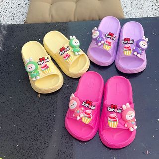 Dép bánh mì quai ngang cho bé gái hình thỏ kuromi êm chân bé siêu nhẹ mềm - PHOM TO LÙI SIZE