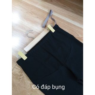Quần Legging Bầu Dáng Dài, Vải Bozip, Có Đáp Bụng Chun Chỉnh Nấc