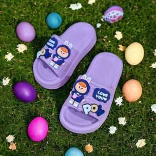 Dép bánh mì quai ngang cho bé gái hình thỏ Pow siêu nhẹ dễ thương êm chân bé