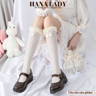Tất Vớ Lolita - Tất Cổ Cao Ren Lưới Co Giãn Phối Bèo Lụa Phong Cách Dễ Thương TV034