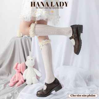 Tất Vớ Lolita - Tất Cổ Cao Ren Lưới Co Giãn Phối Bèo Lụa Phong Cách Dễ Thương TV034