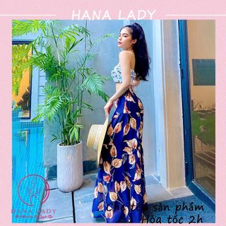 Quần ống rộng - Quần váy đi biển mặc ngoài bikini họa tiết hoa cao cấp